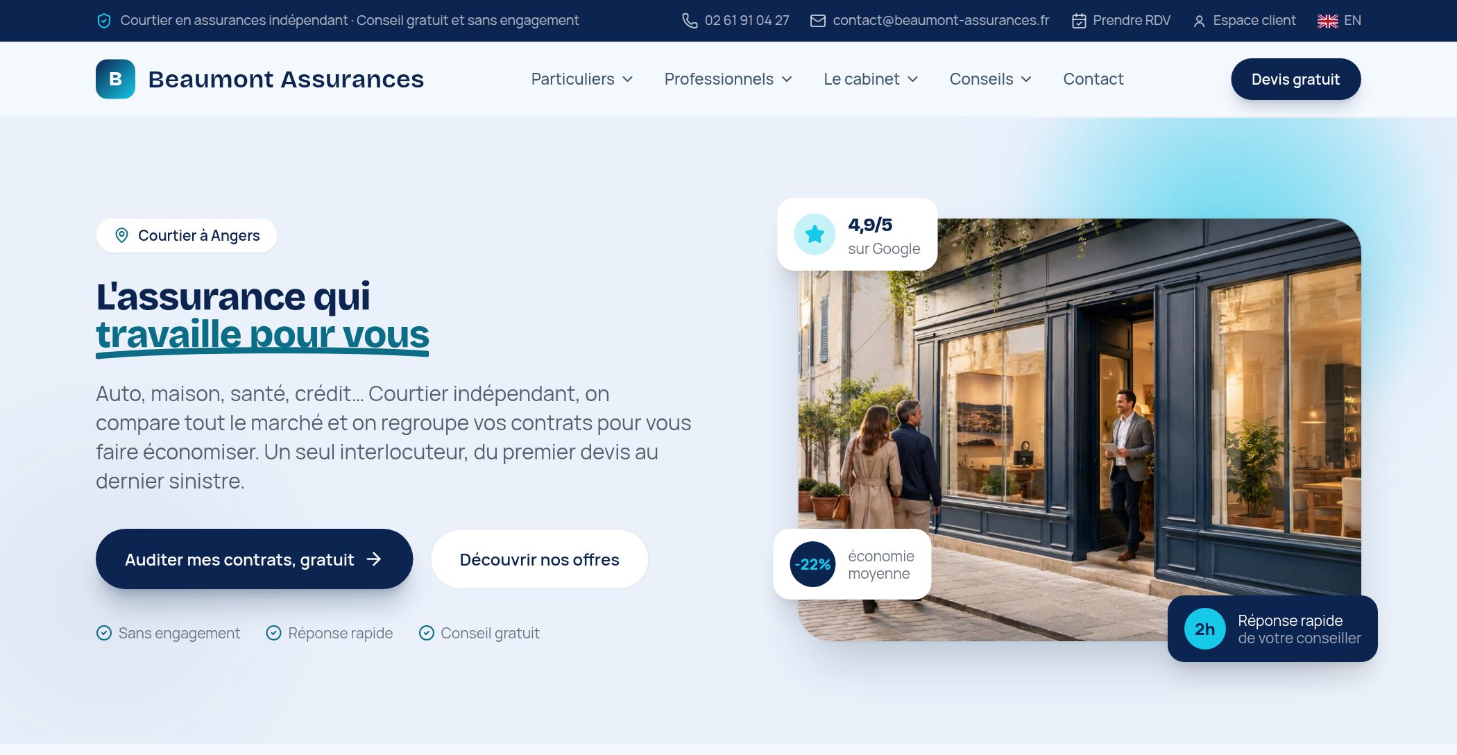 Aperçu réel de la Direction 01 · L'Élégante (cabinet fictif de démonstration)